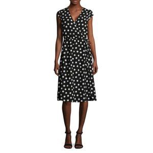 NWT City Streets Polka Dot Faux-Wrap Dress - Juniors Retro Chic Sz M Black/White